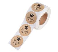500 Pcs Kraft Pet Paw Print Labels Stickers, 1" Thank You Stickers