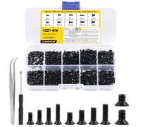 500 Pcs M2 M2.5 M3 Countersunk Machine Screws, Flat head Phillips Bolts Assortment Kit, Pozi Cross Head Countersunk Screws for Computer Laptop PC Repair, Black