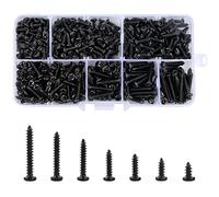 500 Pcs M3 Self-Tapping Screws Black Carbon Steel Screws Phillips Flat Head Micro Screws Round Countersunk Screws Assortment Kit Wood Woodworking Screw Zinc Plated M3x6mm/8mm/10mm 12mm/16mm/18mm/20mm