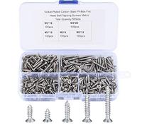 500 Pcs M3 Self Tapping Screws, Wood Decking and Concrete Fasteners, Cross Drive Flat Head With Plastic Box for Home DIY - 8/10/12/16/20 mm