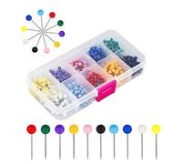 500 Pcs Map Pins,Board Pins, Pins for Pinboard,1/8 inch 10 Colors Round Head Tacks with Steel Points Dress Pins Poster Pins with Coloured Heads for World Map Cork Board Fabric Marking Dressmaking