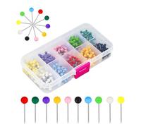 500 Pcs Map Push Pins - 1/8 Inch 10 Colors Round Head Tacks with Steel Points for World Map, Cork Board, Fabric Marking, Dressmaking