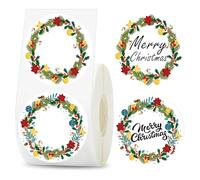 500 Pcs Merry Christmas Direct Thermal Labels Thermal Printing Color Coding Dot Thank You Labels - 2 Inch Winter Holiday Xmas New Year Thermal Label for Inventory, Address, Name Gift Tag