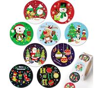 500 pcs Merry Christmas Stickers Roll Self-Adhesive Christmas Sealing Stickers Label 2.5 cm Christmas Round Sticker for Christmas Gifts Card Xmas Wrapping Christmas Party Decorations