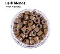 500 Pcs Micro Rings 5 mm Silicone Lined Aluminum Link Beads for Hair Extensions Tools, Dark Blonde