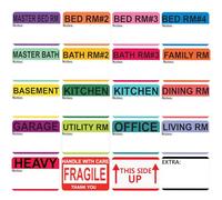 500 Pcs Moving Labels for Boxes, 20 Design Home Moving Packing Box Labels, Color Coded Packing Label for Moving House, Large 50x76mm Removable Sticker for House Moving Supply with Fragile & Room Label