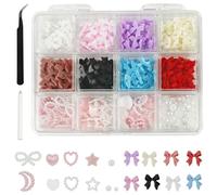 500 PCS Nail Charms 3D Bow Nail Charms Love Nail Rhinestones Nail Gems Rhinestones for Nails Nail Pearls Nail Art Gems Bow Charms for Nails Gems for Nails for Women Girls Nail DIY Accessories