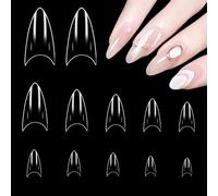 500 Pcs Nail Tips Stiletto for Acrylic Gel Extensions Half Cover False Nail Tips Short Almond Soft Clear French Nail Tips Press on Nails 10 Sizes