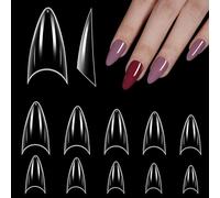 500 Pcs Nail Tips Stiletto Short for Acrylic, French Transparent Nail Tip, Press On False Artificial Nails Mold for Acrylic Nails(10 Sizes)