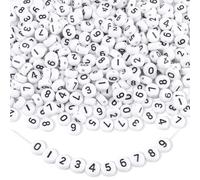 500 Pcs Number Beads Kit - Flat Round Acrylic Beads 7mm, Friendship Bracelet & Necklace Making