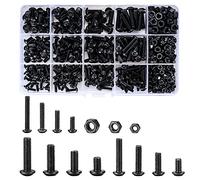500 Pcs Nuts and Bolts Assorted Set, Black Hex Socket Head Cap Screws Bolts and Nuts Kit, M3/M4/M5 Thread Fastener Machine Hex Bolts and Nuts Assortment Kit with Box