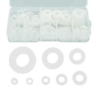 500 Pcs Nylon Washers, Flat Round Plastic Spacers Washers, Assorted Washer Gaskets Seals for Screws Bolts - White, 5-20mm, M2/M2.5/M3/M4/M5/M6/M8/M10