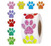 500 Pcs Paw Print Stickers, Colorful Shiny Dog Paw Stickers for Books Laptops, Bottles, Envelope, Crafts and Activities