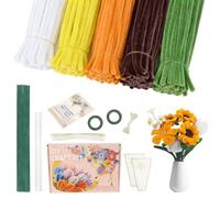 500 PCS Pipe Cleaner Flower Kit, Pipecleaner Flowers, Pipecleaner Flowers for DIY Lily, Rose, Tulip, Sunflower Bouquet, Arts Crafts Supplies for Parent-Child Activity & Gift Wrapping (Sunflowers)