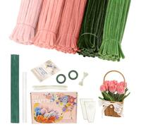 500 PCS Pipe Cleaner Flower Kit, Pipecleaner Flowers, Pipecleaner Flowers for DIY Lily, Rose, Tulip, Sunflower Bouquet, Arts Crafts Supplies for Parent-Child Activity & Gift Wrapping (Tulips)