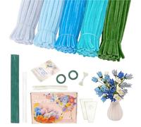500 PCS Pipe Cleaner Flower Kit, Pipecleaner Flowers, Pipecleaner Flowers for DIY Lily, Rose, Tulip, Sunflower Bouquet, Arts Crafts Supplies for Parent-Child Activity & Gift Wrapping (Orchids)