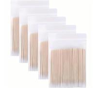 500 Pcs Pointed Cotton Buds, Microblading Cotton Swab, Thin Wooden Cotton Buds, Small Pointed Tip Head for Eyebrow Tattoo and Beauty Makeup Precise Cleaning, for Nail Seam and Dirty Picking