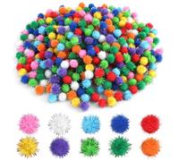 500 Pcs Pom Poms, Colorful Pompoms for Crafting, Assorted Pompoms Balls Mini Glitter Craft Pom Poms, Fuzzy Small Pompoms for DIY Creative Crafts Decorations