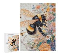 500 PCS Puzzle For Adults Bee on Flowers Puzzle For Teenagers Analysis And Logic Help The Brain Exercise Deal As Gifts for The Whole Family 500 PCS