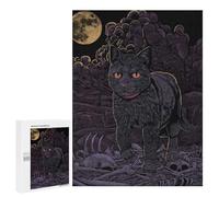 500 PCS Puzzle For Adults Black Cat in Graveyard Jigsaws for Adults Relax Games Pattern Assembly Deal As Gifts for The Whole Family 500 PCS