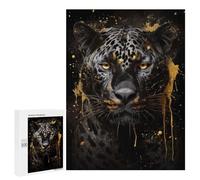 500 PCS Puzzle For Adults Black Jaguar in Golden Ink Jigsaws for Adults Relax Games Pattern Assembly Deal As Gifts for The Whole Family 500 PCS