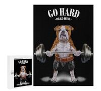 500 PCS Puzzle For Adults Bulldog Weightlifting Jigsaw for Adults Relax Games Staycation Kill Time Deal As Gifts for The Whole Family 500 PCS