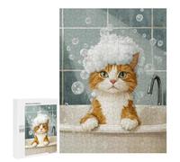 500 PCS Puzzle For Adults Cat in A Bubble Bath Jigsaws for Adults Puzzle Improve Memory Wishlist with Santa Claus Stress Reduction Gifts 500 PCS
