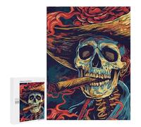 500 PCS Puzzle For Adults Cigar Smoking Skeleton Jigsaws for Adults Relax Games Pattern Assembly Deal As Gifts for The Whole Family 500 PCS