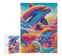 500 PCS Puzzle For Adults Colorful Dolphins Underwater Scene-1 Adult Jigsaw Puzzle Anti-Stress Toys Enhance Memory Help The Brain Exercise 500 PCS
