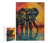 500 PCS Puzzle For Adults Colorful Elephant Art Print-5 Puzzle For Teenagers Analysis And Logic Help The Brain Exercise Deal As Gifts for The Whole Family 500 PCS