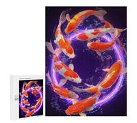 500 PCS Puzzle For Adults Colorful Koi Fish Artwork Jigsaw Puzzles for Teenagers Staycation Kill Time Challenging To Complete Educational Family Game 500 PCS