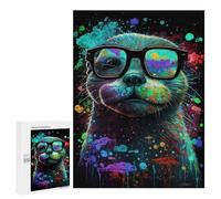 500 PCS Puzzle For Adults Colorful Otter Glasses Art Print Puzzle For Teenagers Analysis And Logic Help The Brain Exercise Deal As Gifts for The Whole Family 500 PCS