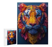 500 PCS Puzzle for Adults Colorful Tiger Portrait on Dark Background Puzzle For Teenagers Improve Memory Every Piece Is Unique - Learning Educational Toys 500 PCS