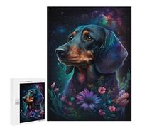 500 PCS Puzzle for Adults Cosmic Dachshund with Flowers Puzzle For Teenagers Improve Memory Every Piece Is Unique - Learning Educational Toys 500 PCS