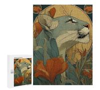 500 PCS Puzzle For Adults Cougar Art Nouveau Jigsaws for Adults Relax Games Pattern Assembly Deal As Gifts for The Whole Family 500 PCS