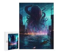 500 PCS Puzzle for Adults Cthulhu Rising Cityscape Adult Jigsaw Puzzle Brain Teaser Game But Fun And Humorous Fun at Home Activities, 500 PCS