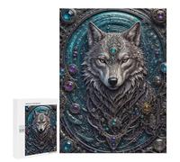 500 PCS Puzzle For Adults Cybernetic Wolf Portrait Jigsaws for Adults Puzzle Improve Memory Wishlist with Santa Claus Stress Reduction Gifts 500 PCS