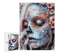 500 PCS Puzzle For Adults Day of The Dead Floral Skull Jigsaws for Adults Relax Games Pattern Assembly Deal As Gifts for The Whole Family 500 PCS