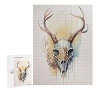 500 PCS Puzzle for Adults Deer Skull Watercolor Art Print Adult Jigsaw Puzzle Brain Teaser Game But Fun And Humorous Fun at Home Activities, 500 PCS