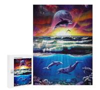 500 PCS Puzzle For Adults Dolphin Sunset Fantasy Jigsaws for Adults Puzzle Improve Memory Wishlist with Santa Claus Stress Reduction Gifts 500 PCS