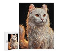 500 PCS Puzzle For Adults Elegant White Cat Portrait Jigsaws for Adults Puzzle Improve Memory Wishlist with Santa Claus Stress Reduction Gifts 500 PCS