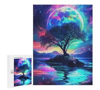 500 PCS Puzzle For Adults Fantasy Galaxy Tree Island Jigsaw Puzzles for Teenagers Staycation Kill Time Challenging To Complete Educational Family Game 500 PCS