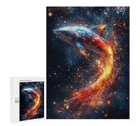 500 PCS Puzzle for Adults Fiery Shark in Dark Space Puzzle For Teenagers Improve Memory Every Piece Is Unique - Learning Educational Toys 500 PCS
