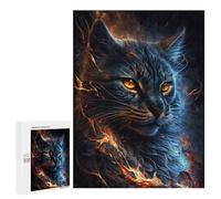 500 PCS Puzzle For Adults Flaming Cat Art Print -1 Jigsaws for Adults Puzzle Improve Memory Wishlist with Santa Claus Stress Reduction Gifts 500 PCS
