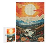 500 PCS Puzzle For Adults Floral Valley Landscape with River And Sun Jigsaws for Adults Relax Games Pattern Assembly Deal As Gifts for The Whole Family 500 PCS