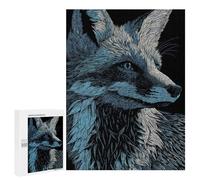 500 PCS Puzzle For Adults Fox Portrait in Blue And White Jigsaw for Adults Relax Games Staycation Kill Time Deal As Gifts for The Whole Family 500 PCS