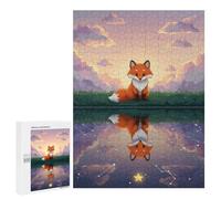 500 PCS Puzzle For Adults Fox Reflection on Starry Water Jigsaws for Adults Relax Games Pattern Assembly Deal As Gifts for The Whole Family 500 PCS