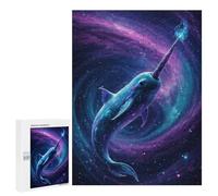 500 PCS Puzzle For Adults Galactic Narwhal - Cosmic Whale Fantasy Digital Art Jigsaws for Adults Puzzle Improve Memory Wishlist with Santa Claus Stress Reduction Gifts 500 PCS