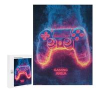 500 PCS Puzzle For Adults Gaming Area Neon Lights-1 Jigsaw Puzzles for Teenagers Staycation Kill Time Challenging To Complete Educational Family Game 500 PCS