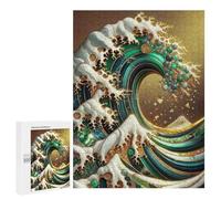 500 PCS Puzzle For Adults Gold Great Wave Abstract Jigsaws for Adults Relax Games Pattern Assembly Deal As Gifts for The Whole Family 500 PCS